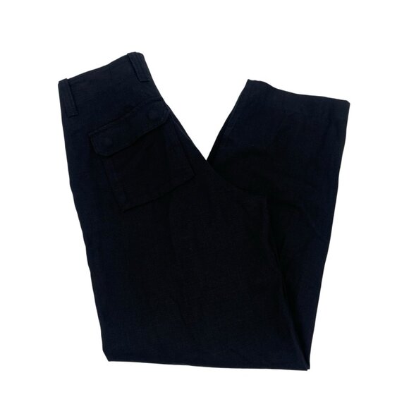 J. Crew Size 00 Seaside Cargo Pants Black High Waist Linen-TENCEL Lyocell Blend - Picture 16 of 16